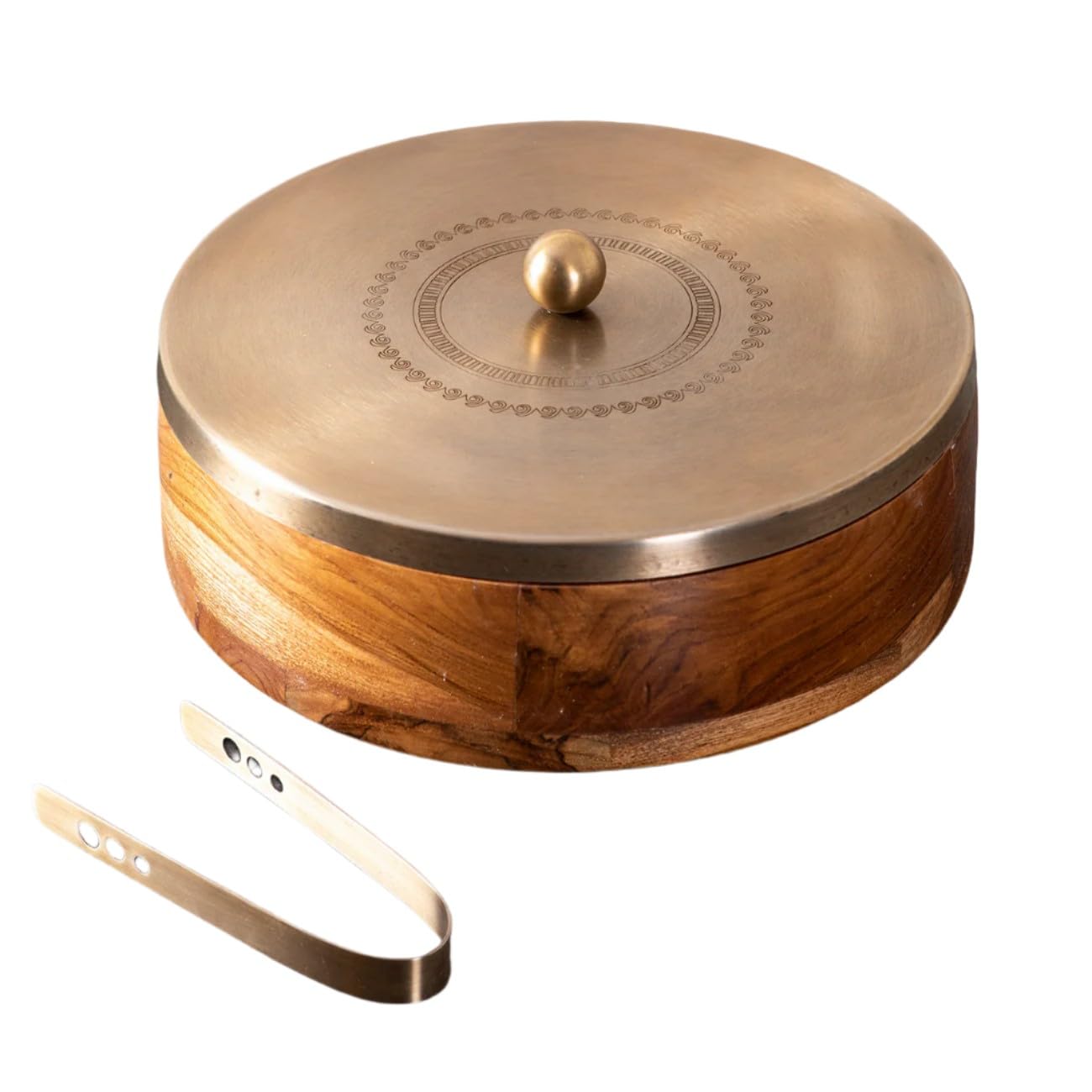 wooden with golden laser etching flower casserole/chapati box for kitchen/gift item